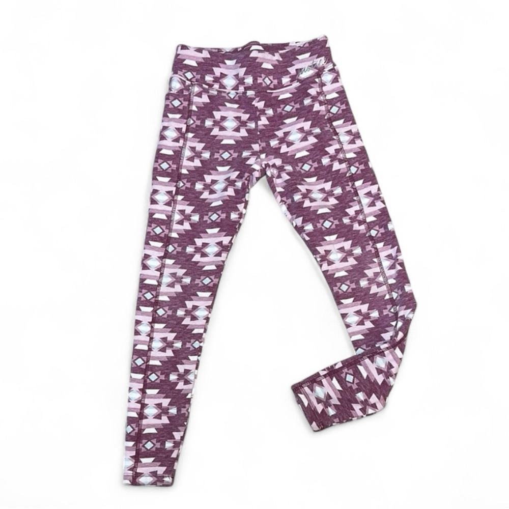 Justice Pink and White Aztec Geometric Leggings Fleece Lined